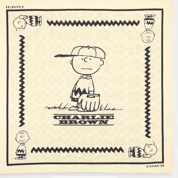 Coach X Peanuts Charlie Brown Cream and Black Bandana - Picture 1 of 16